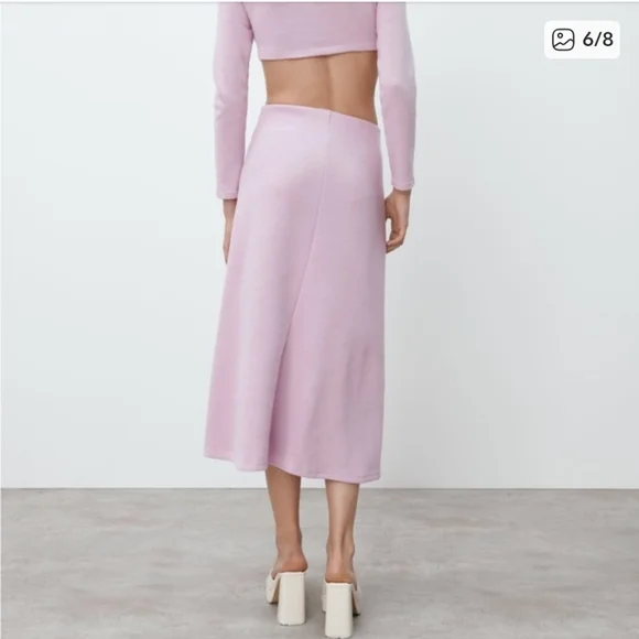 Zara Lilac Purple Knit Midi Skirt - Picture 4 of 7